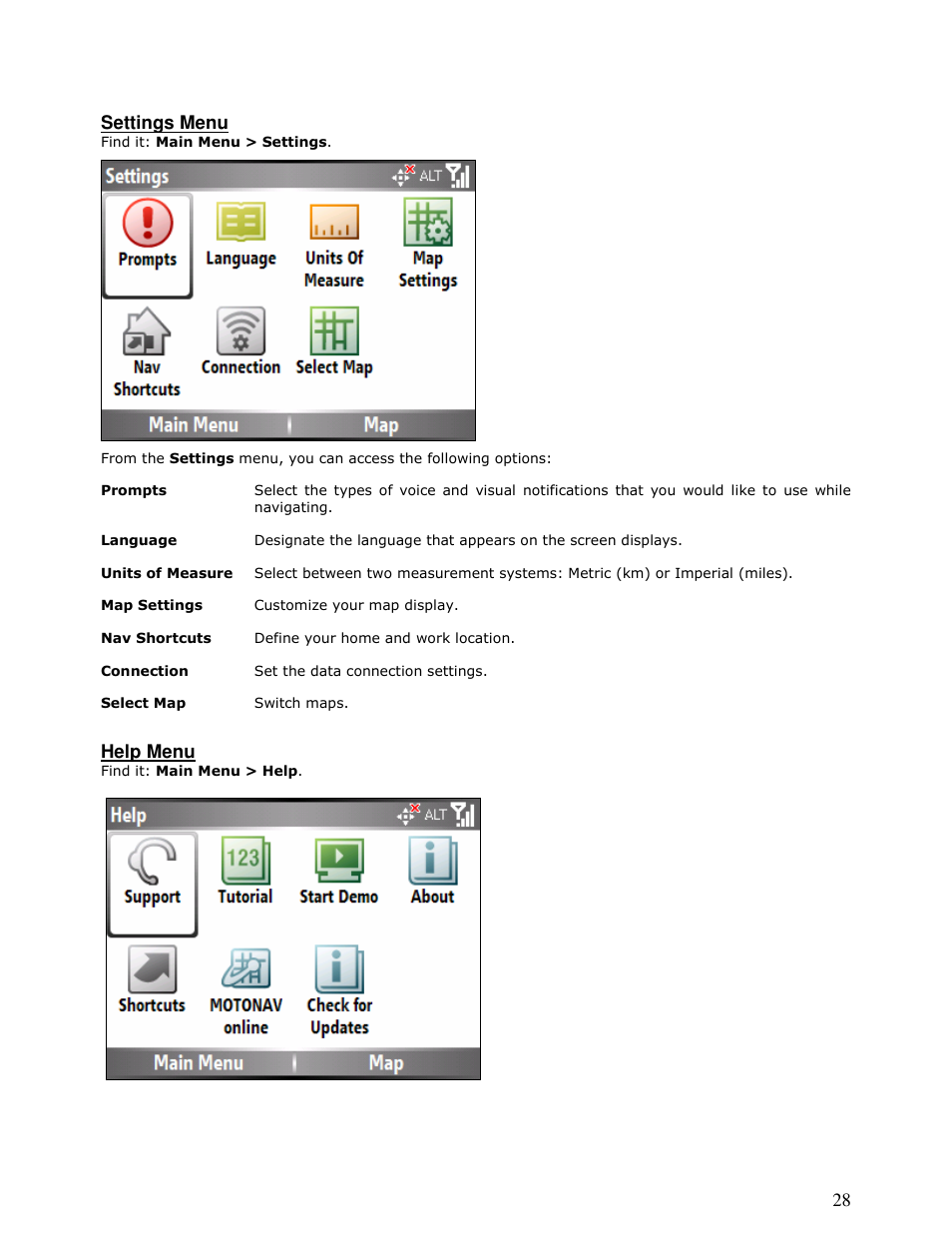 Motorola MOTONAV T815 User Manual | Page 28 / 63