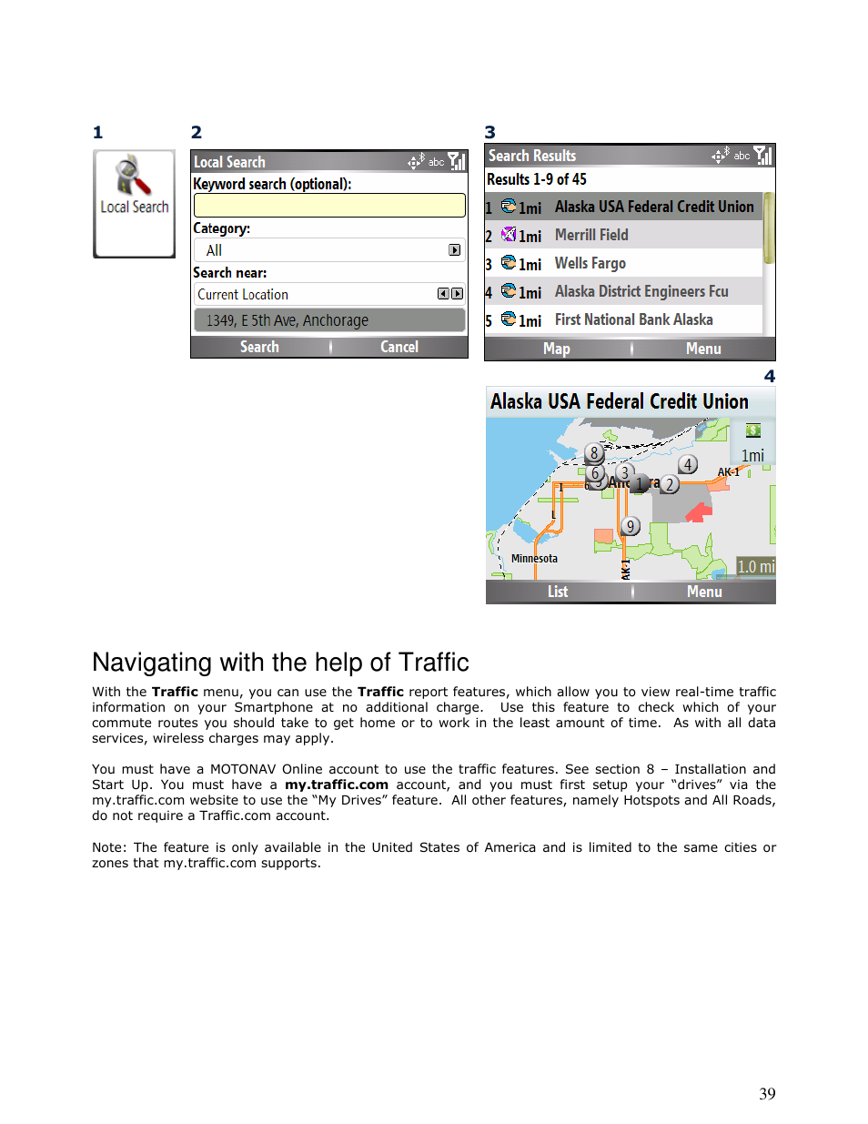 Navigating with the help of traffic | Motorola MOTONAV T815 User Manual | Page 39 / 63