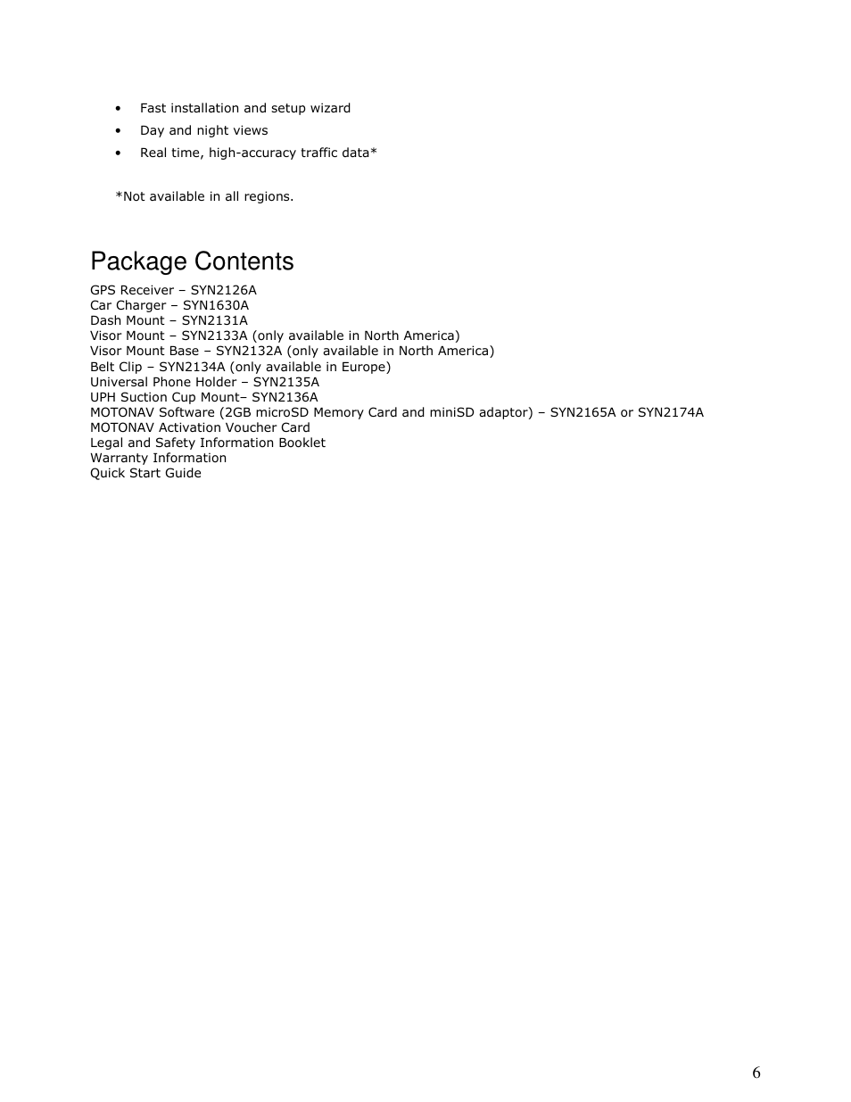 Package contents | Motorola MOTONAV T815 User Manual | Page 6 / 63