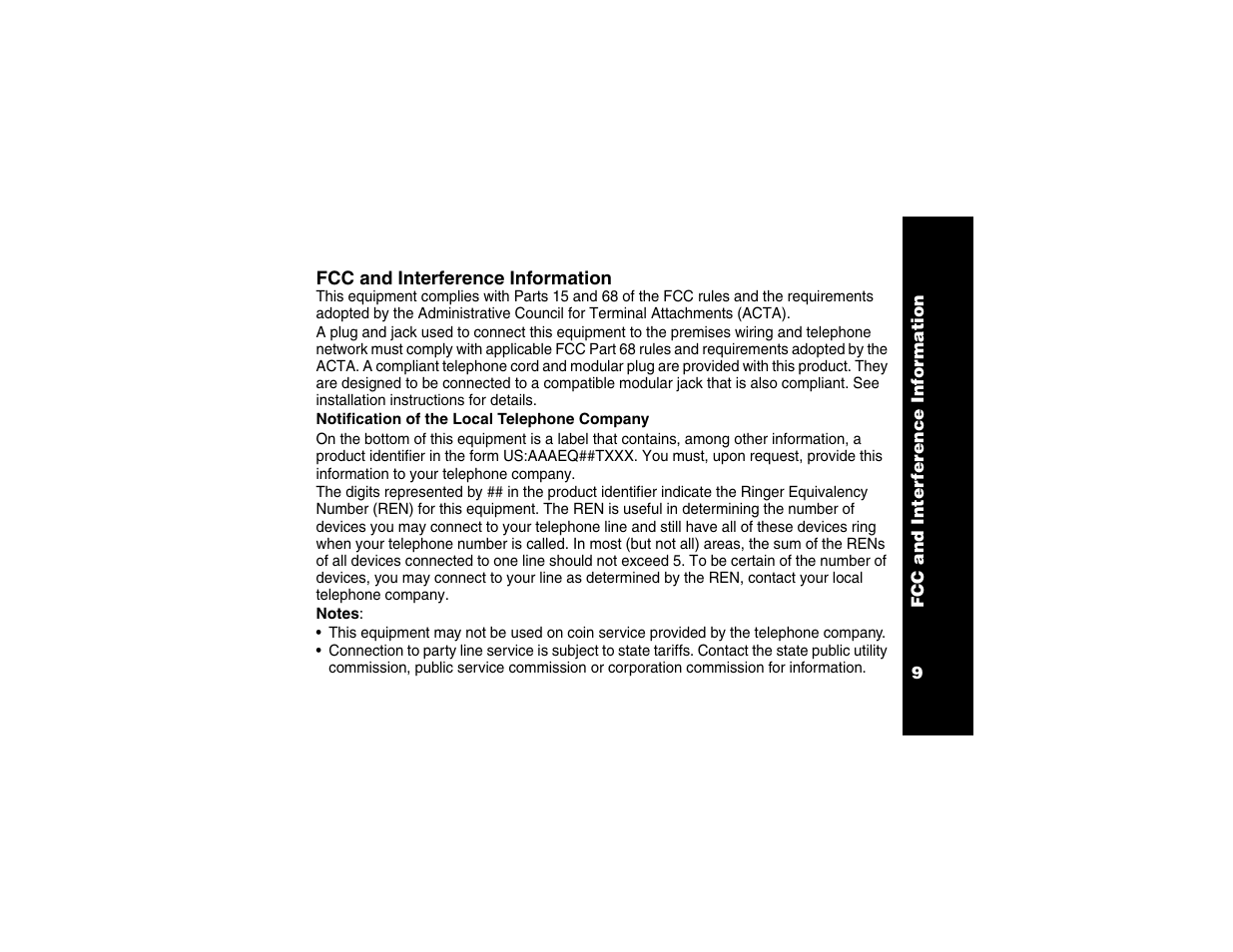 Fcc and interference information | Motorola Cordless Telephone User Manual | Page 10 / 36