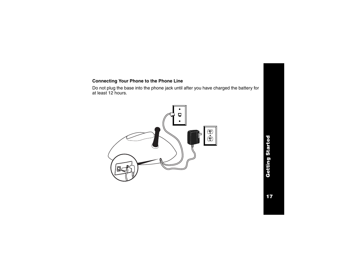 Connecting your phone to the phone line, Connecting your phone to the phone, Line | Motorola Cordless Telephone User Manual | Page 18 / 36