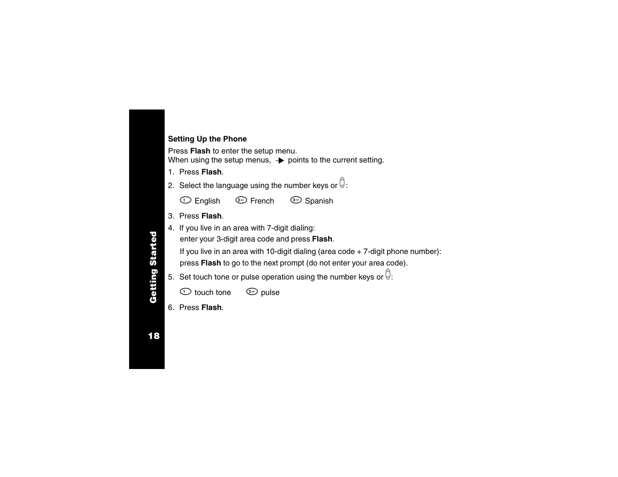 Setting up the phone | Motorola Cordless Telephone User Manual | Page 19 / 36