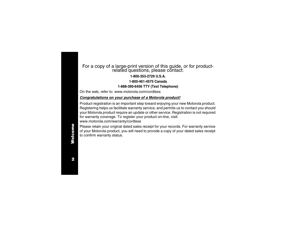 Motorola Cordless Telephone User Manual | Page 3 / 36