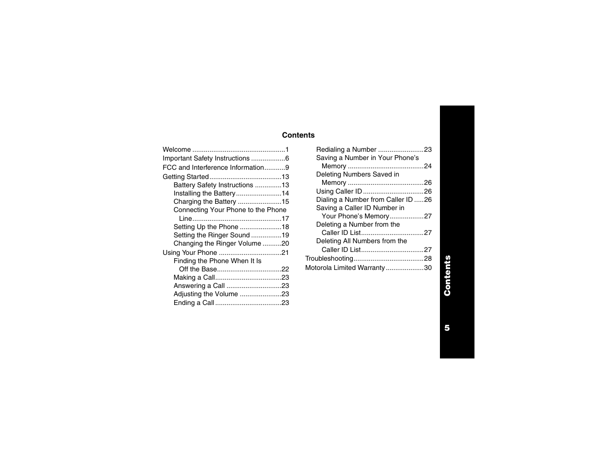 Motorola Cordless Telephone User Manual | Page 6 / 36