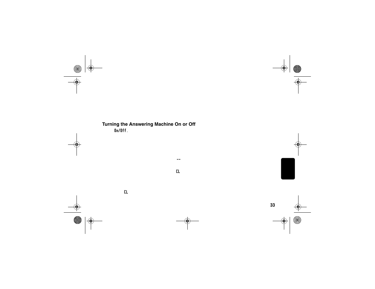 Answering machine, Turning the answering machine on or off | Motorola sd4560 User Manual | Page 44 / 69