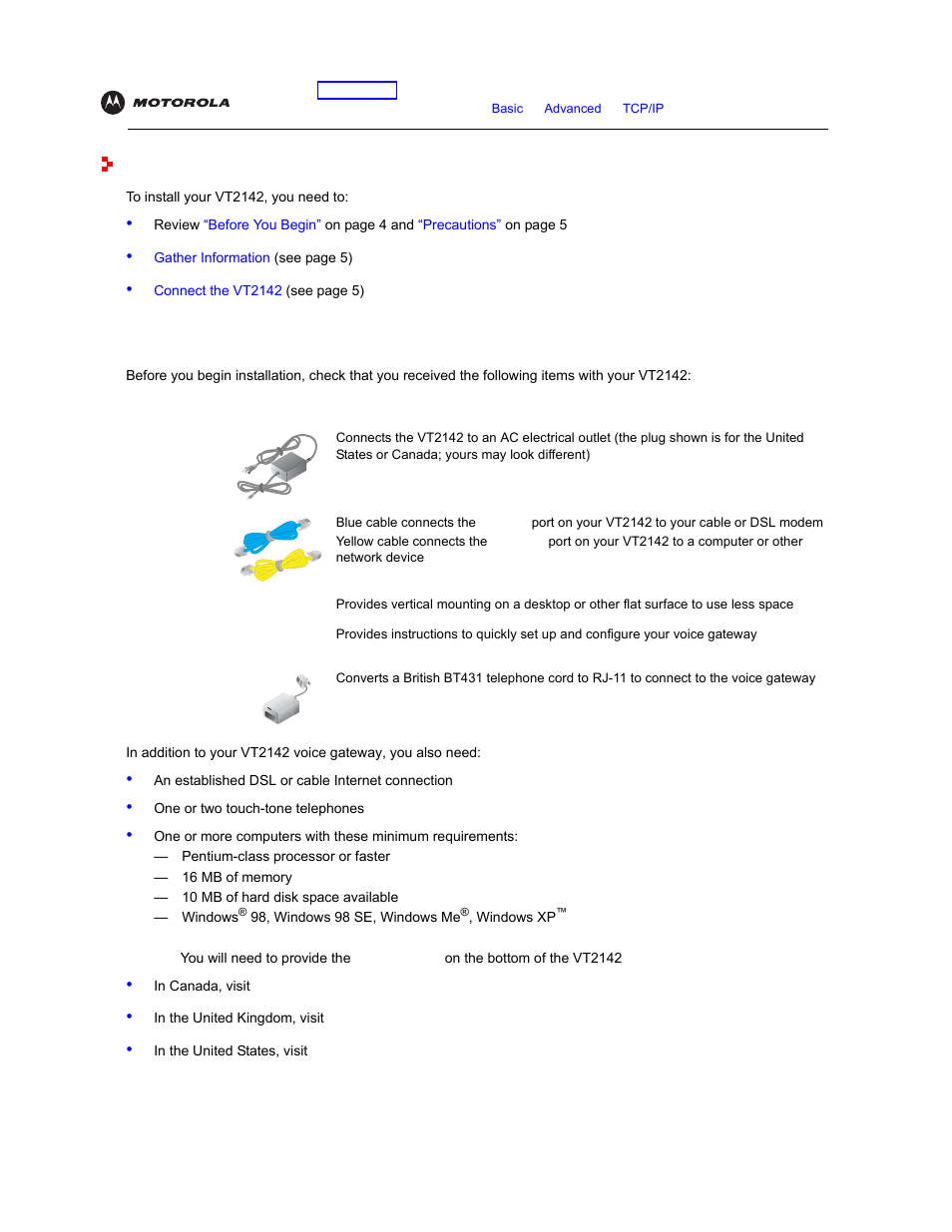 Installation, Before you begin, Allation | Motorola VT2142 User Manual | Page 14 / 83