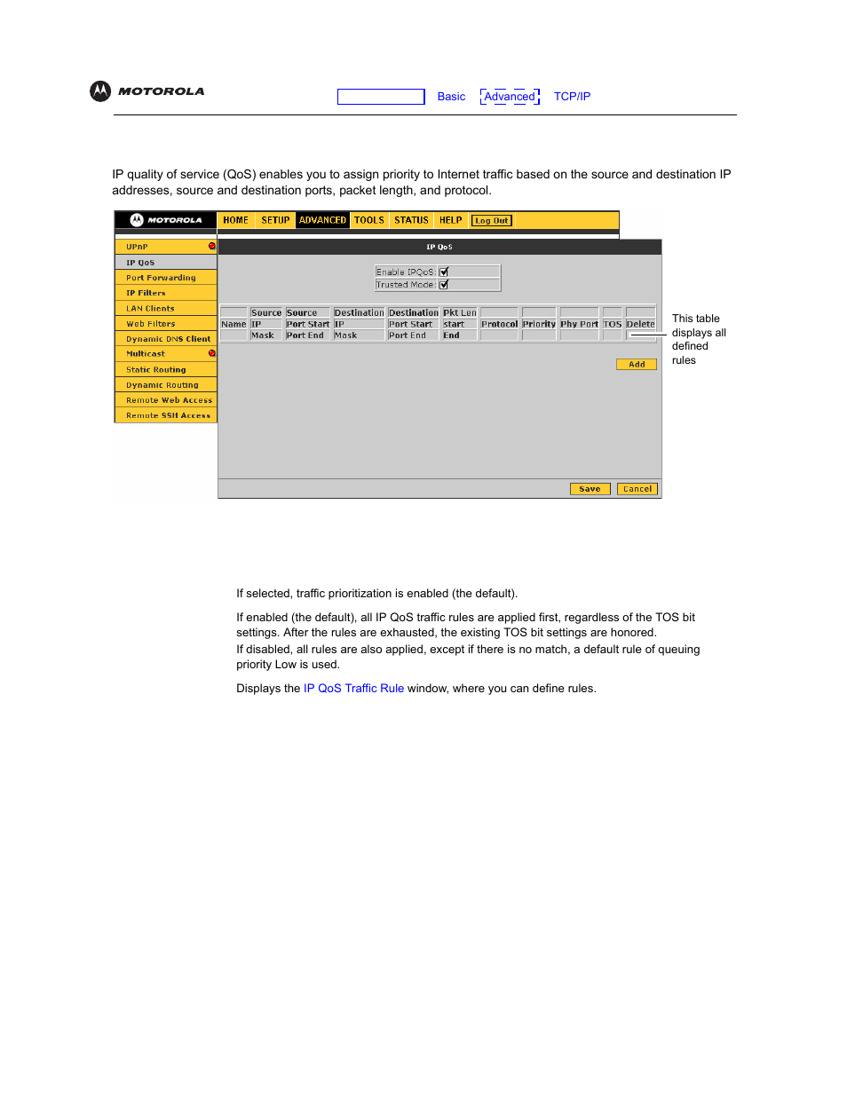 Ip qos | Motorola VT2142 User Manual | Page 34 / 83
