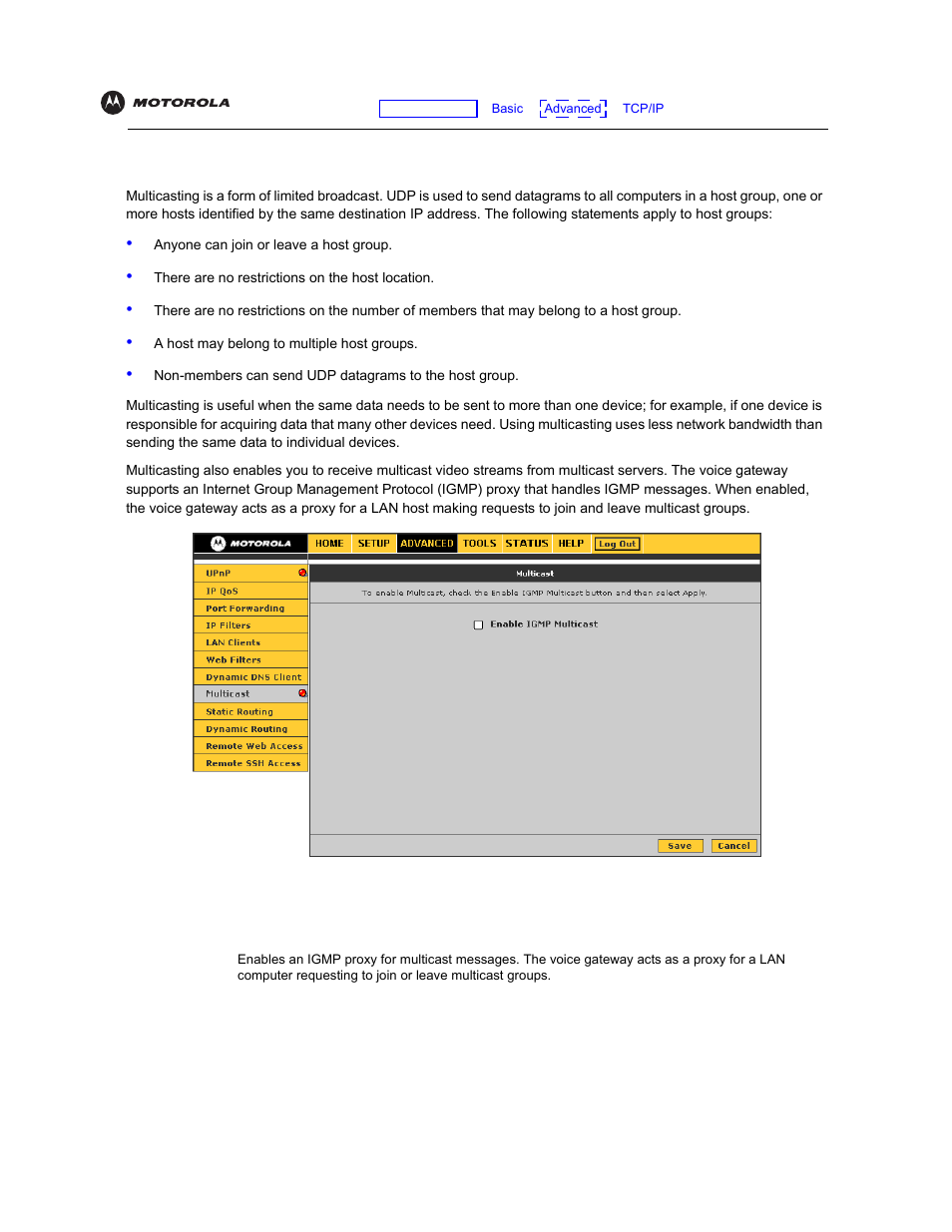 Multicast | Motorola VT2142 User Manual | Page 46 / 83