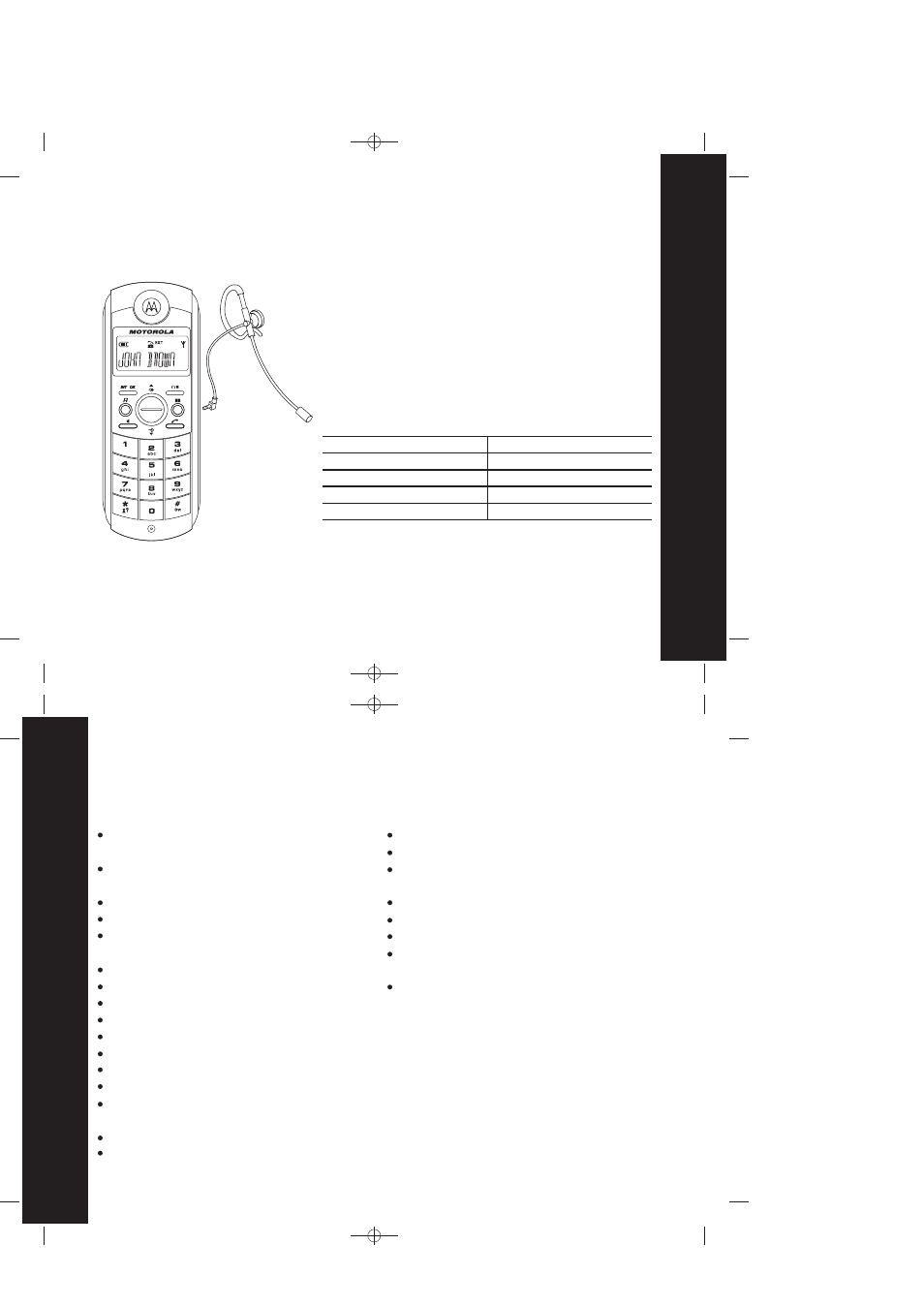 12 features 11 installation, Attaching the headset, Features | Motorola ME4067 Series User Manual | Page 7 / 30