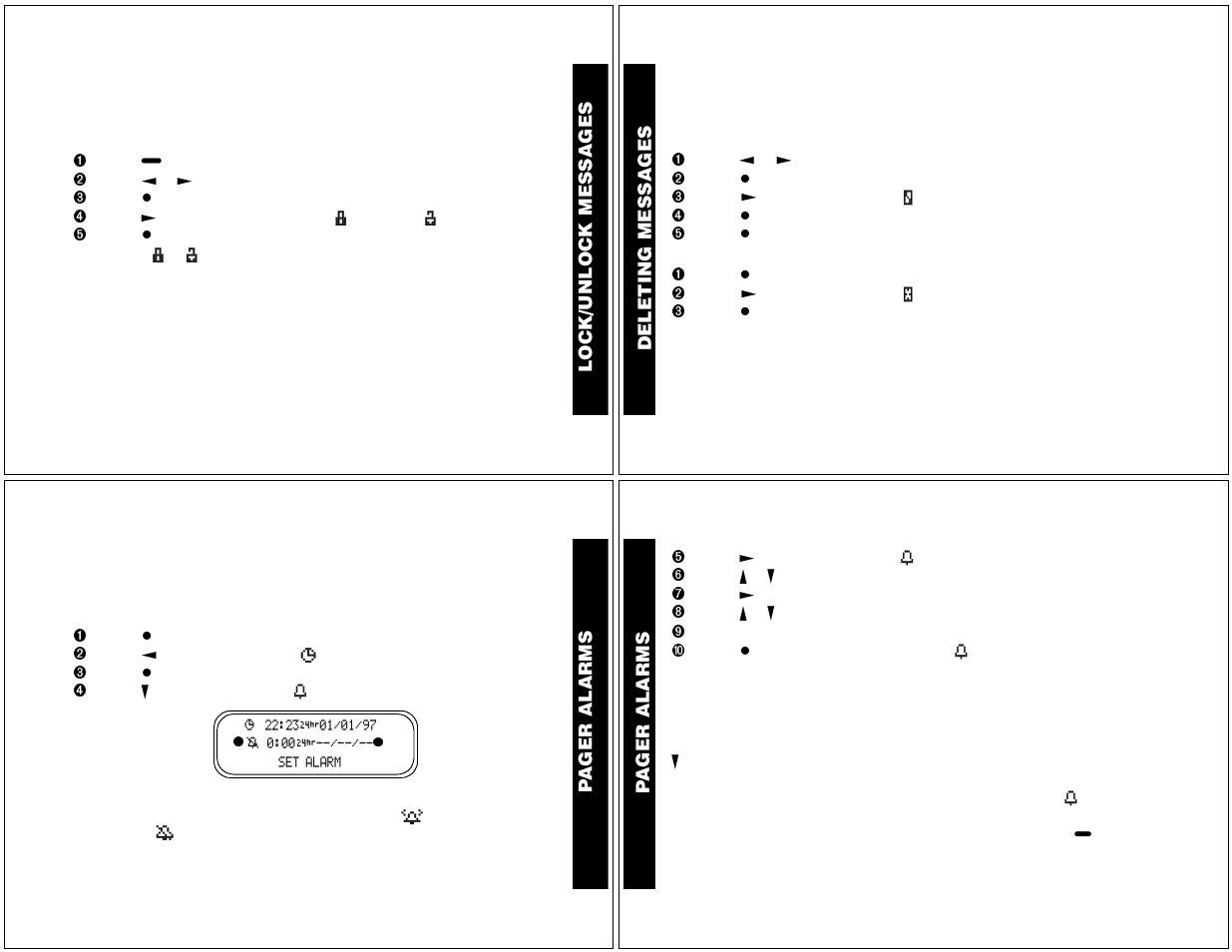 Locking and unlocking messages, Deleting messages, To set the alarm for a specific time and date | To set the alarm to alert daily | Motorola V700 User Manual | Page 5 / 11