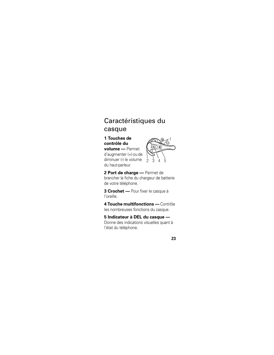 Caractéristiques du casque | Motorola HS801 User Manual | Page 25 / 80