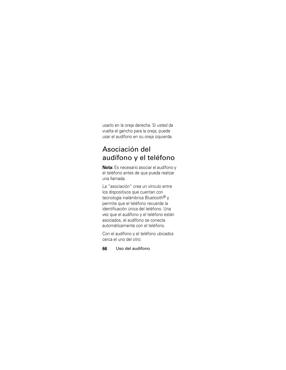 Asociación del audífono y el teléfono | Motorola HS801 User Manual | Page 68 / 80