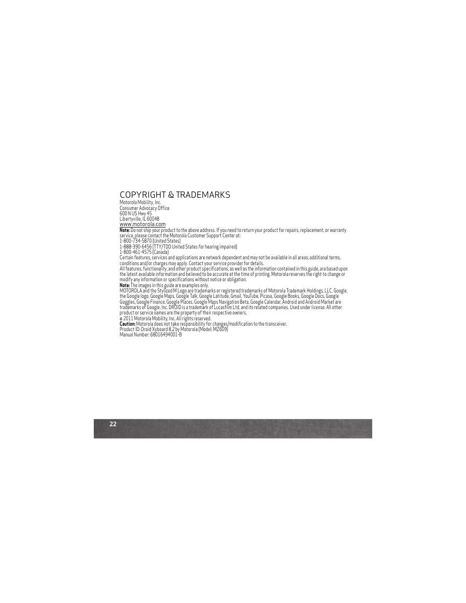 Copyright & trademarks | Motorola DROID XYBOARD 8.2 User Manual | Page 24 / 26