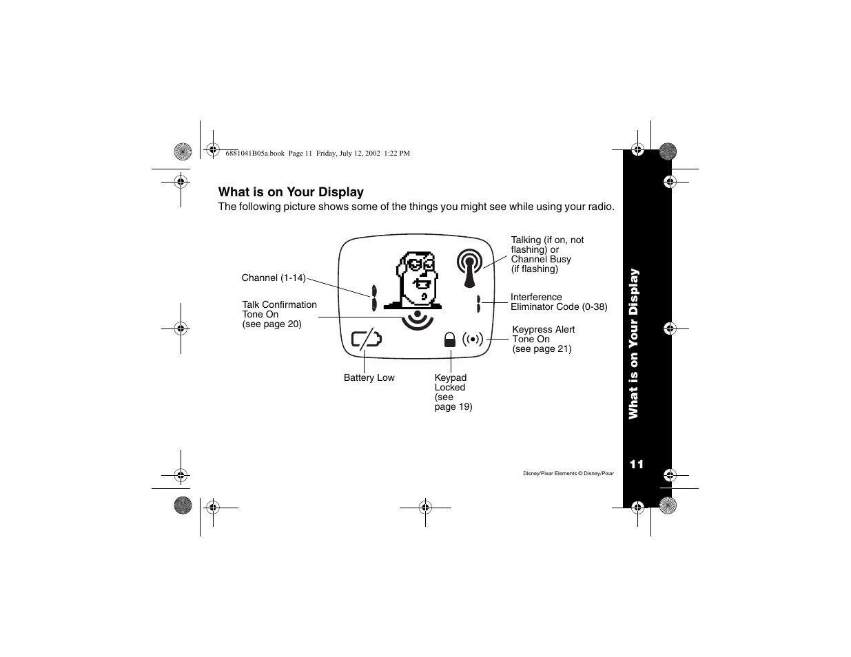 What is on your display | Motorola 2 Way FRS Radio User Manual | Page 17 / 44