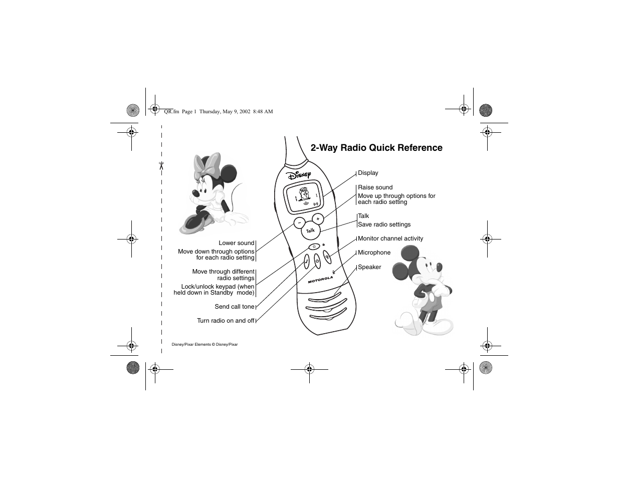 Way radio quick reference | Motorola 2 Way FRS Radio User Manual | Page 3 / 44
