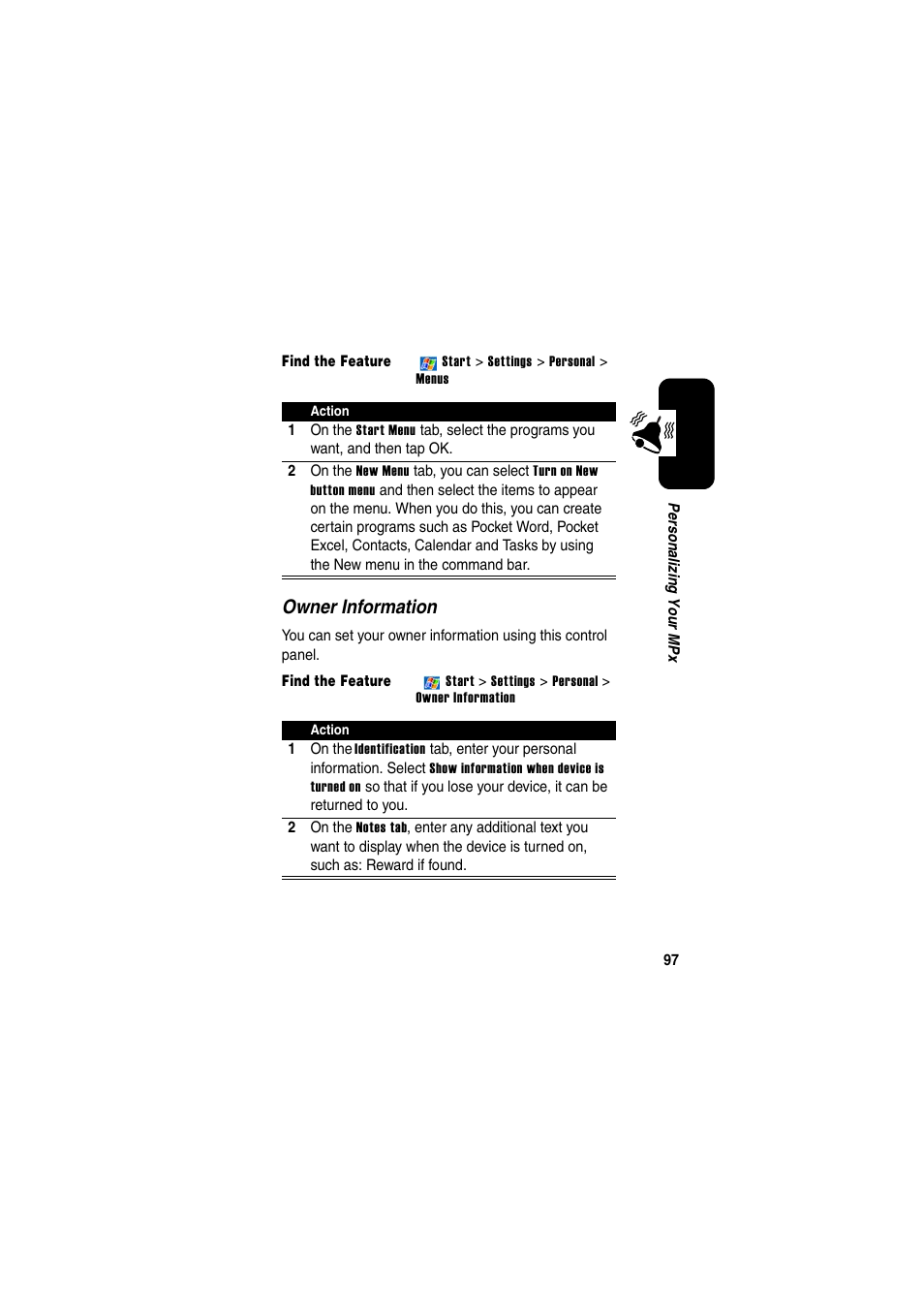 Owner information | Motorola GKRMPX001 User Manual | Page 100 / 192