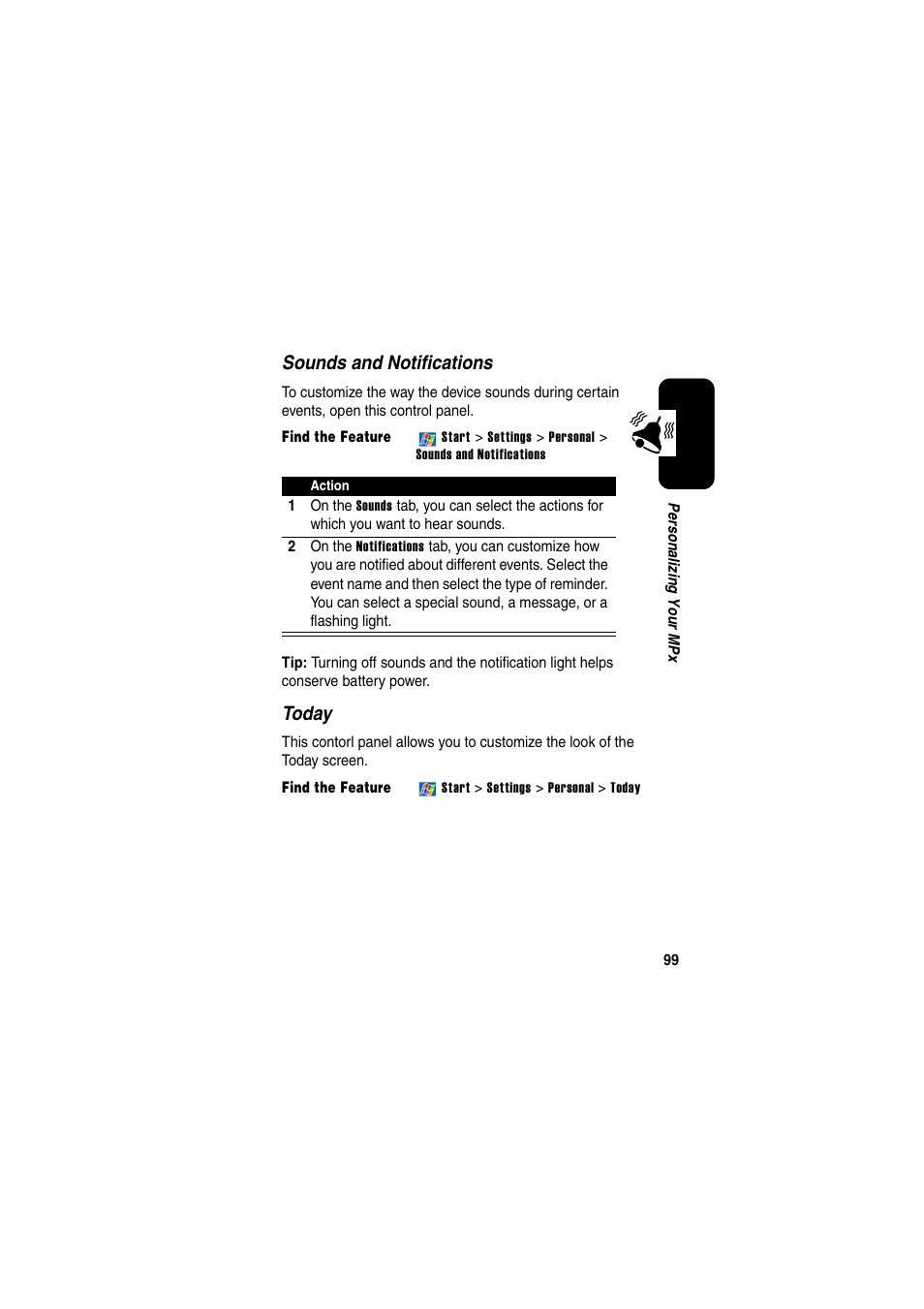 Sounds and notifications, Today | Motorola GKRMPX001 User Manual | Page 102 / 192