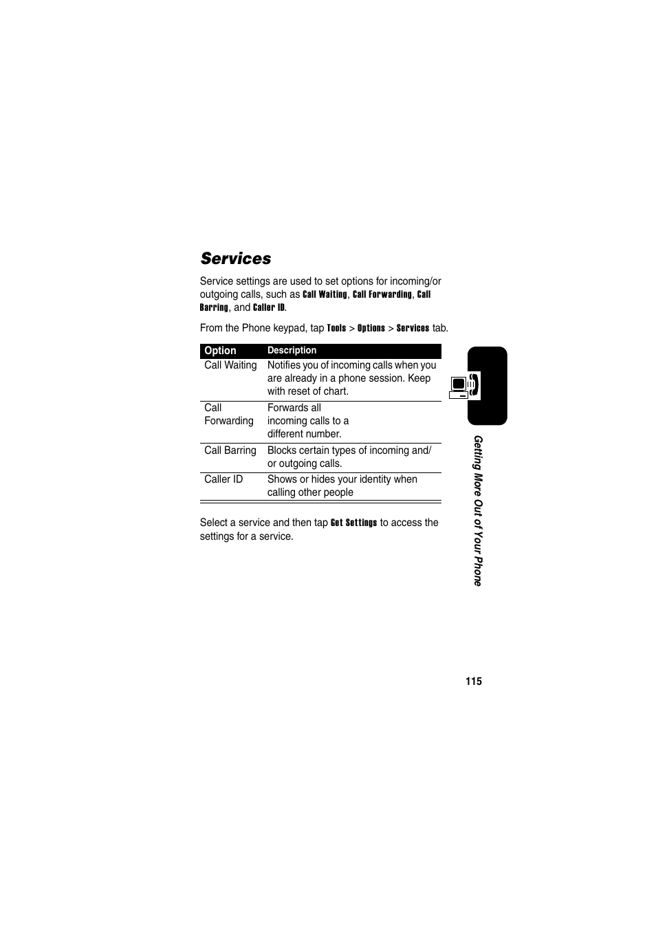 Services | Motorola GKRMPX001 User Manual | Page 118 / 192