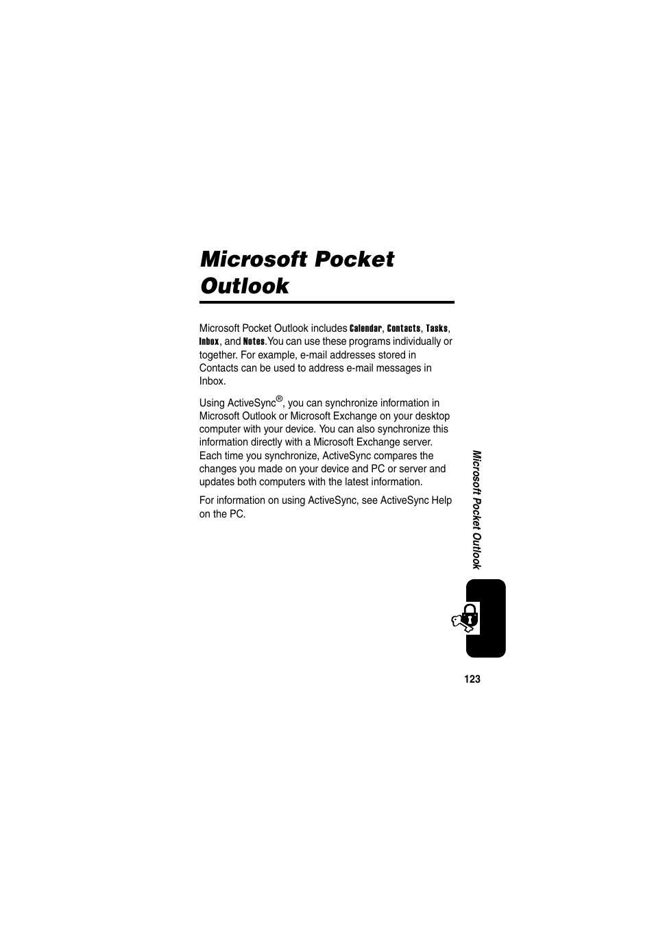 Microsoft pocket outlook | Motorola GKRMPX001 User Manual | Page 126 / 192