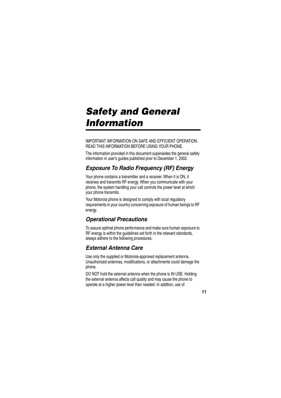 Safety and general information | Motorola GKRMPX001 User Manual | Page 14 / 192