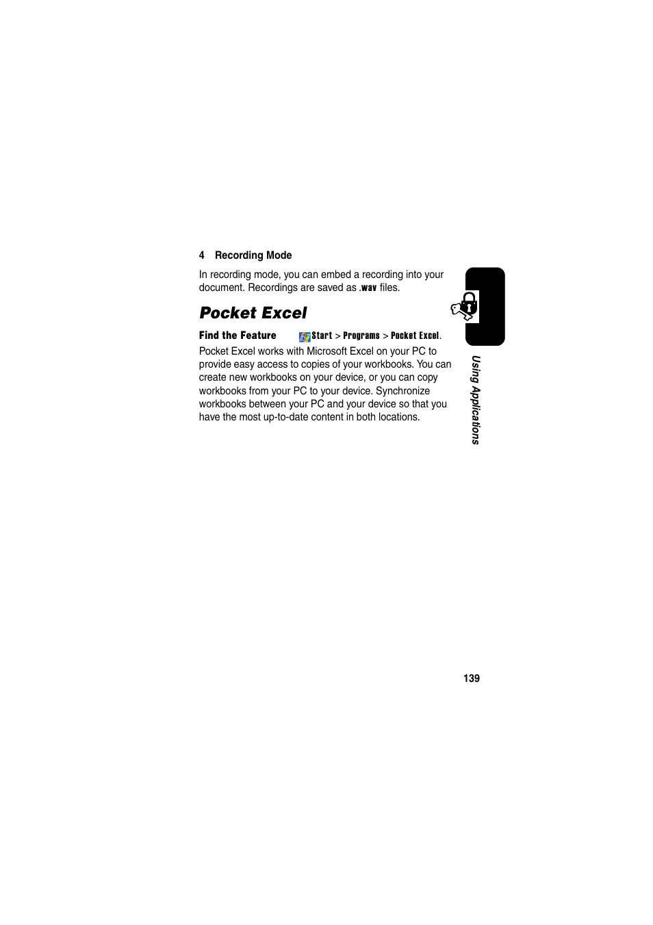 Pocket excel | Motorola GKRMPX001 User Manual | Page 142 / 192