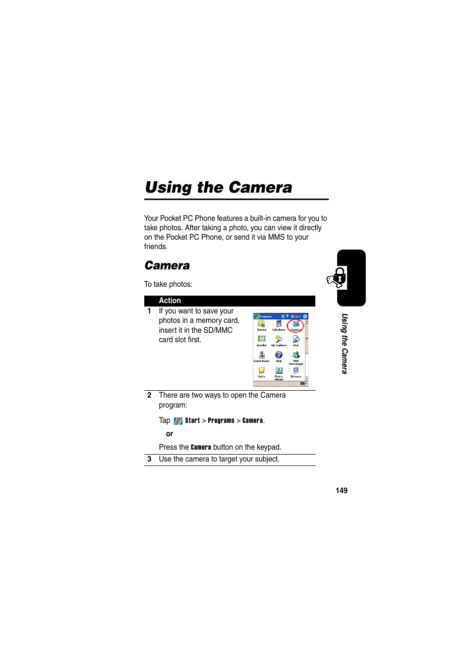 Using the camera, Camera | Motorola GKRMPX001 User Manual | Page 152 / 192