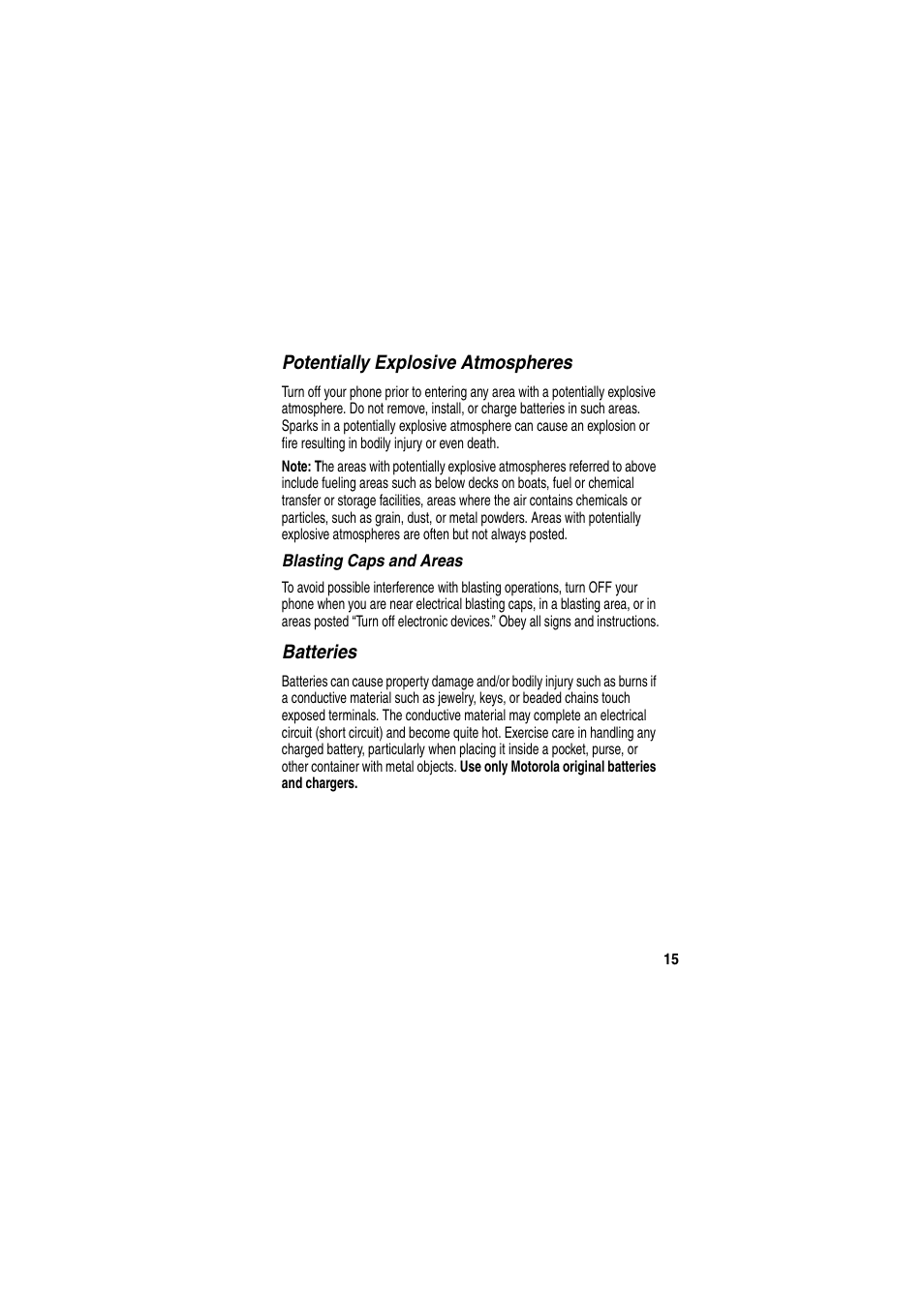 Potentially explosive atmospheres, Batteries | Motorola GKRMPX001 User Manual | Page 18 / 192