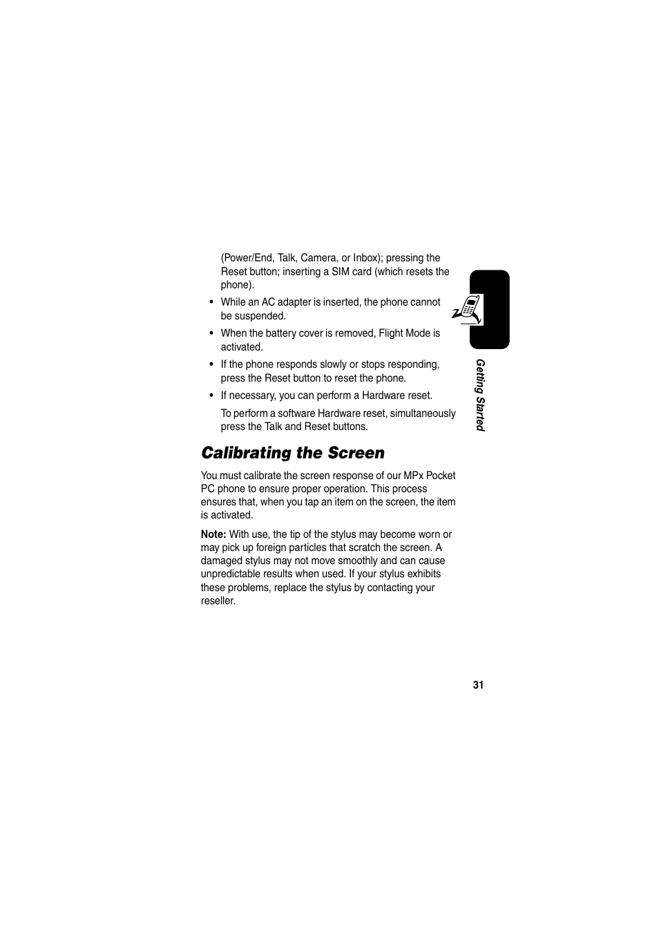 Calibrating the screen | Motorola GKRMPX001 User Manual | Page 34 / 192