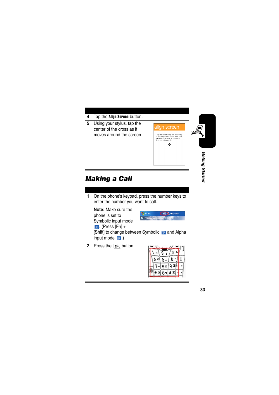 Making a call | Motorola GKRMPX001 User Manual | Page 36 / 192