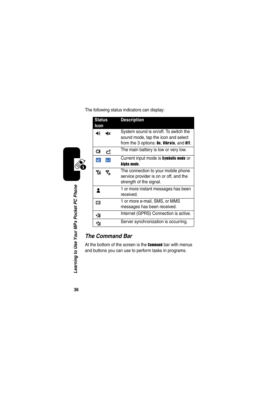 The command bar | Motorola GKRMPX001 User Manual | Page 39 / 192