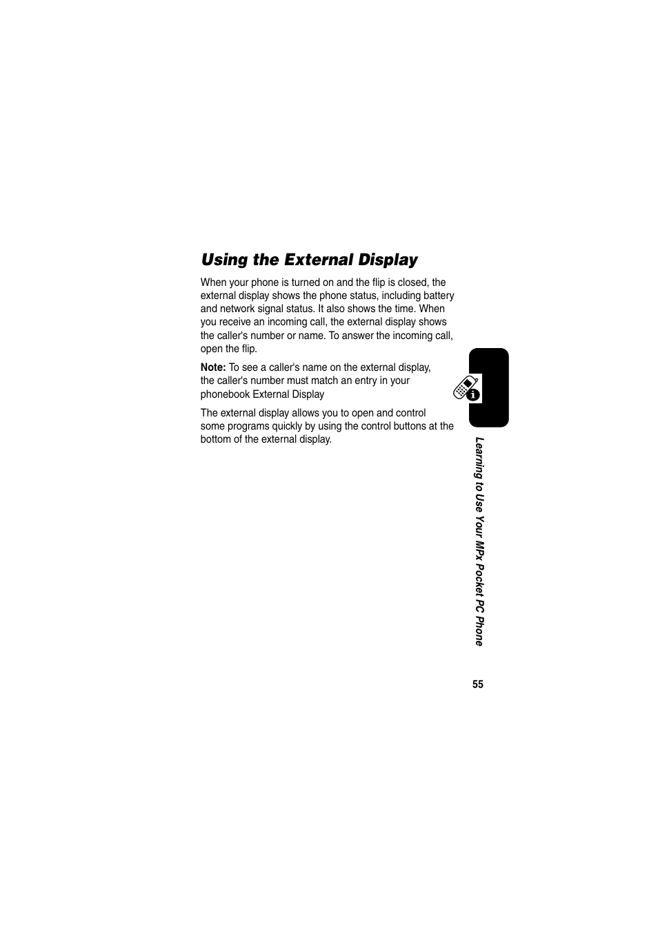 Using the external display | Motorola GKRMPX001 User Manual | Page 58 / 192