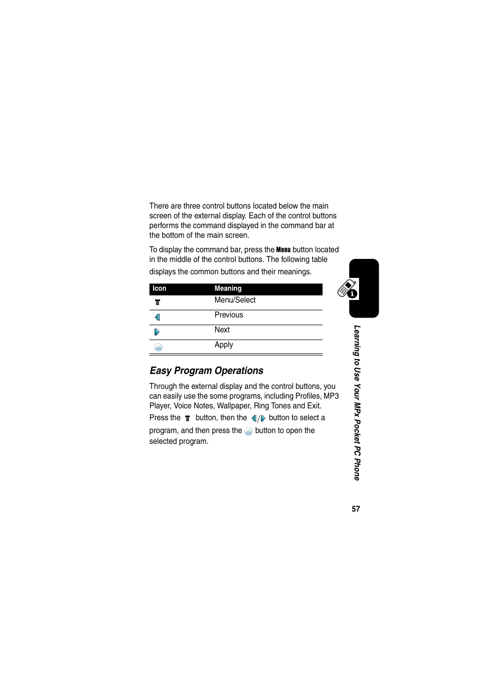 Easy program operations | Motorola GKRMPX001 User Manual | Page 60 / 192