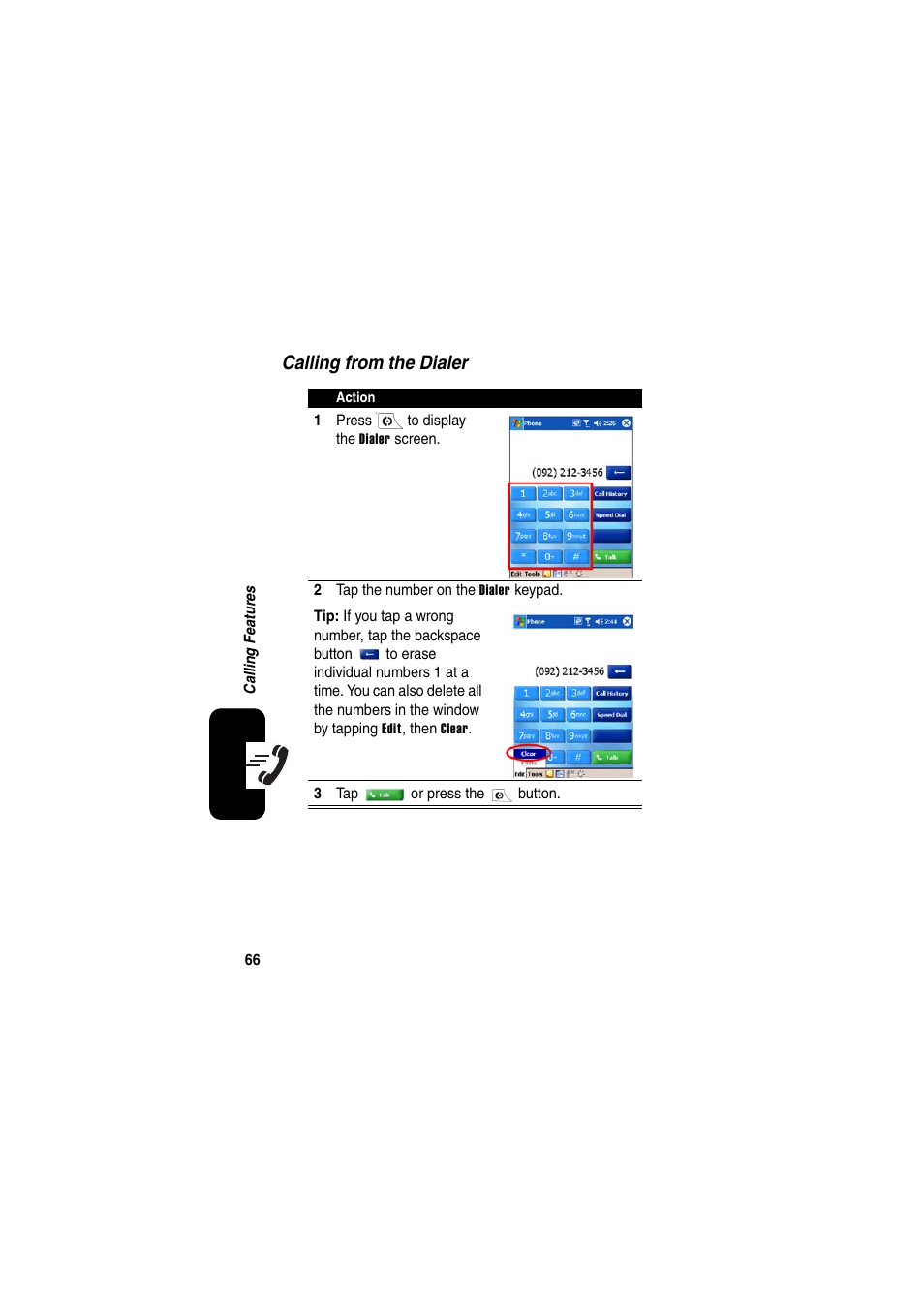 Calling from the dialer | Motorola GKRMPX001 User Manual | Page 69 / 192