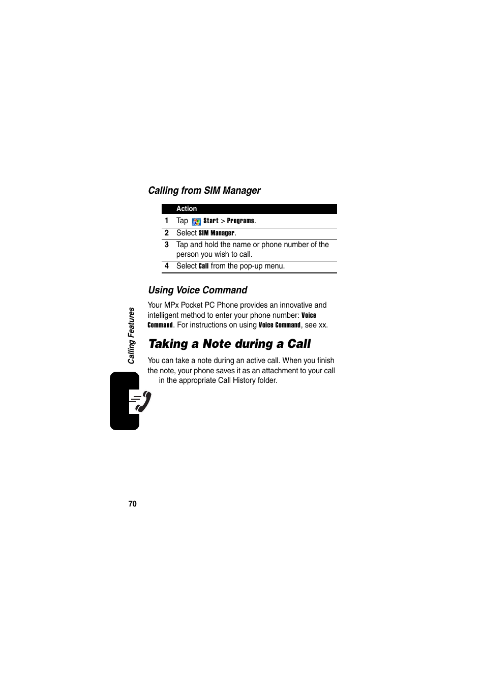 Calling from sim manager using voice command | Motorola GKRMPX001 User Manual | Page 73 / 192