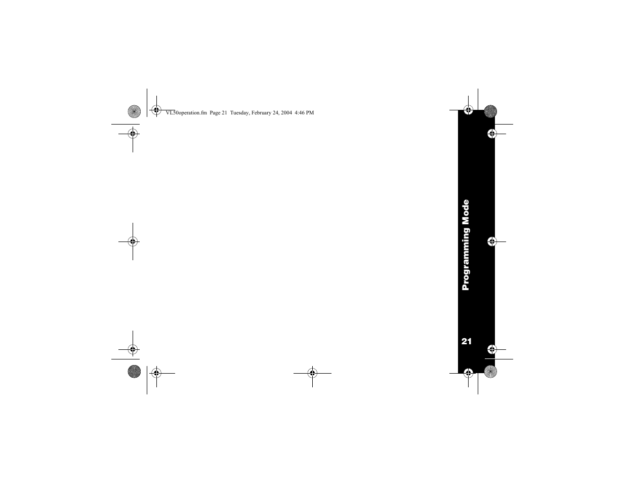 Programming mode | Motorola VL50 User Manual | Page 22 / 53