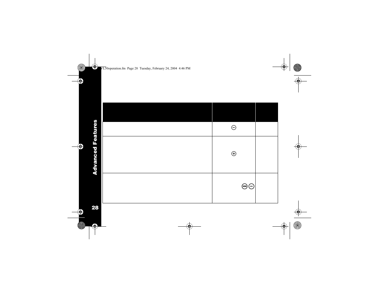 Advanced features | Motorola VL50 User Manual | Page 29 / 53