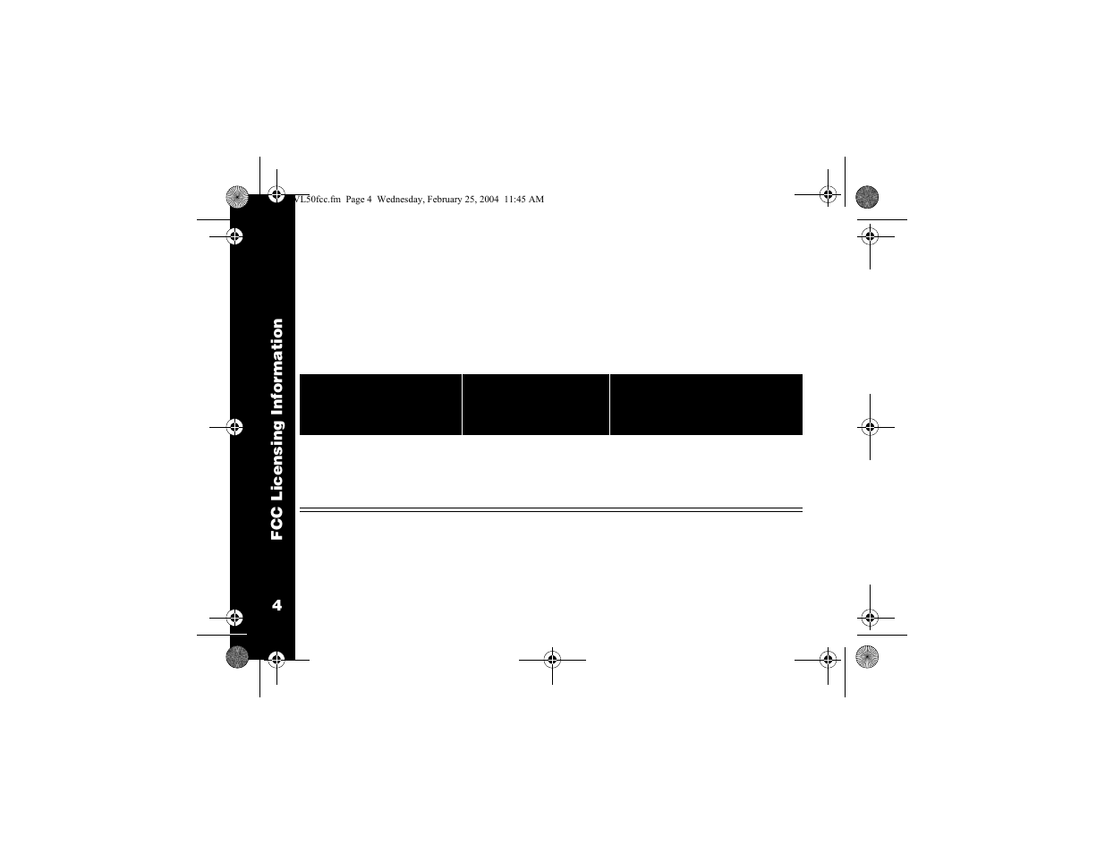 Fcc licensing information | Motorola VL50 User Manual | Page 5 / 53