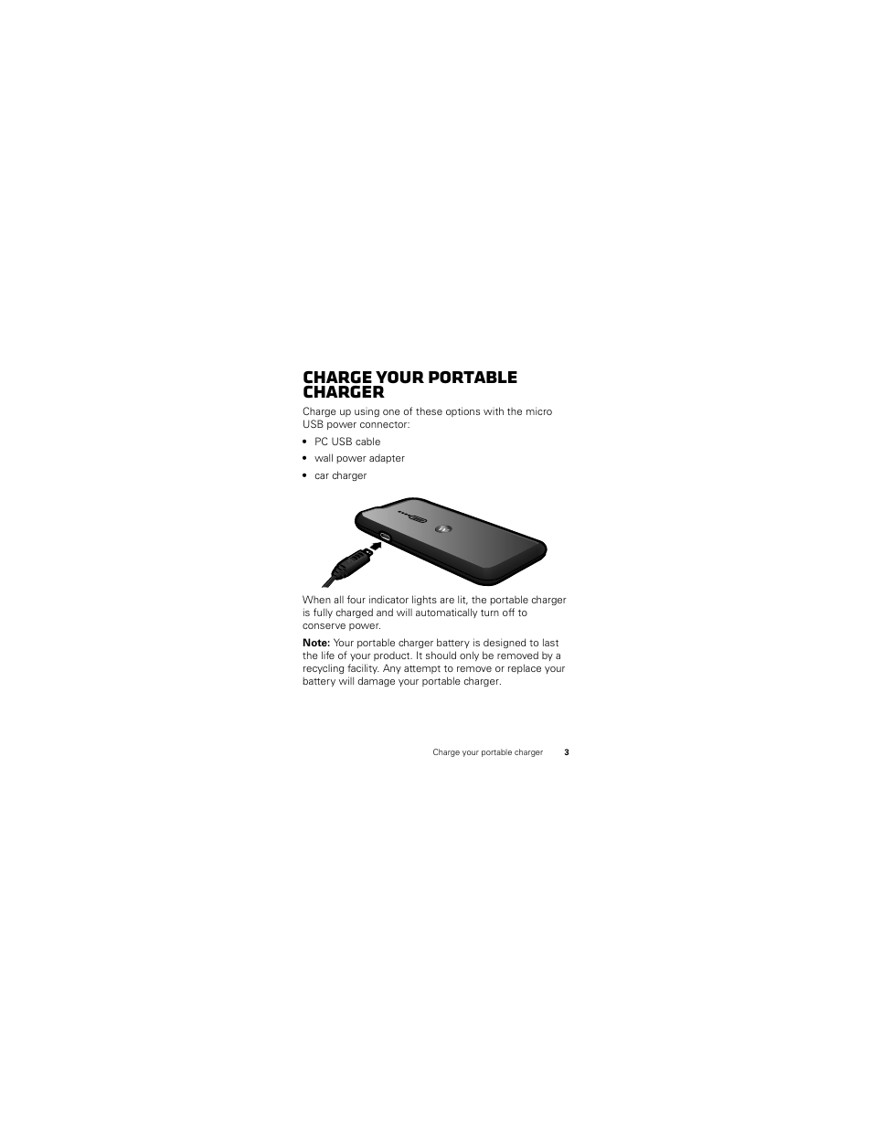 Charge your portable charger | Motorola P893 User Manual | Page 5 / 92