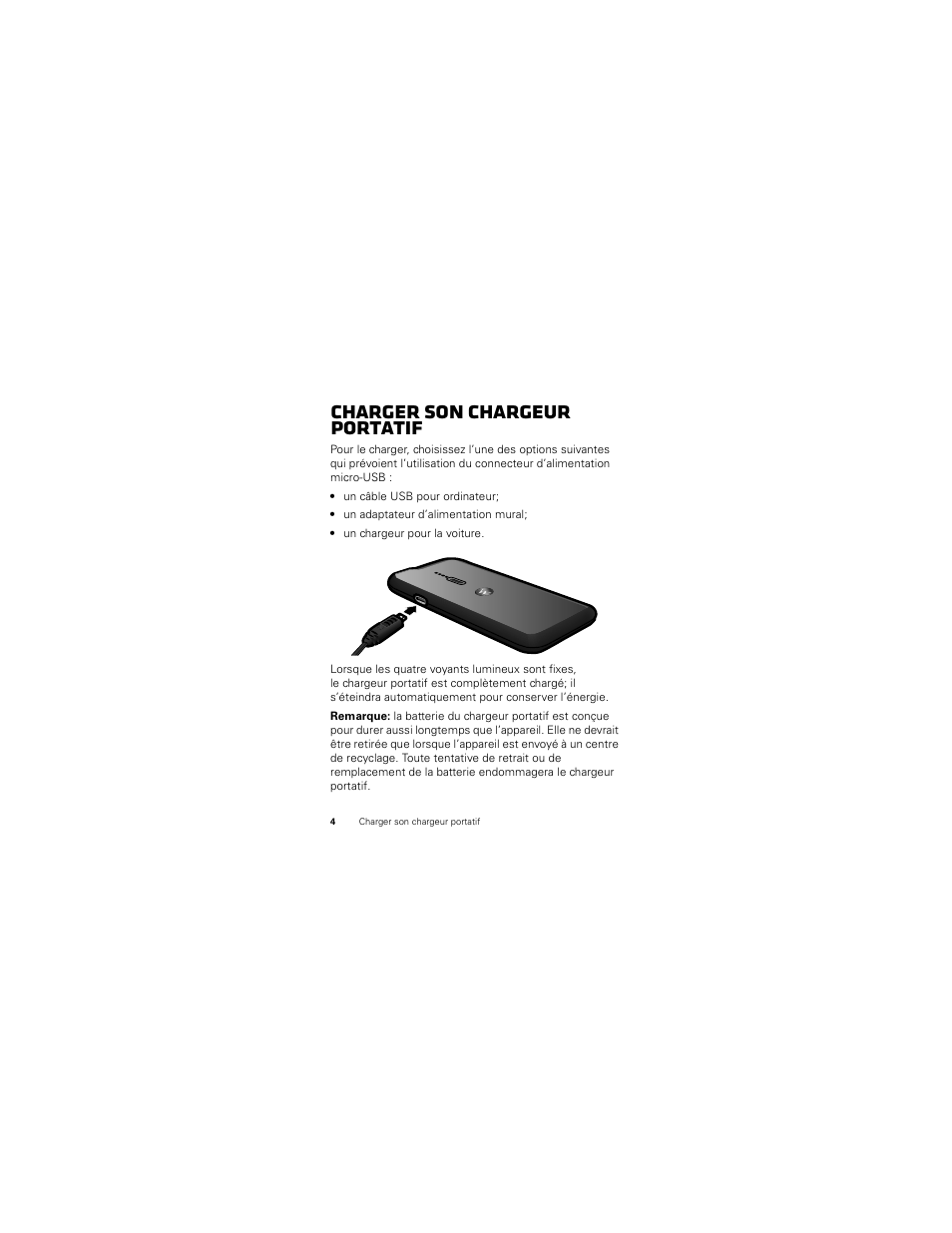 Charger son chargeur portatif | Motorola P893 User Manual | Page 52 / 92