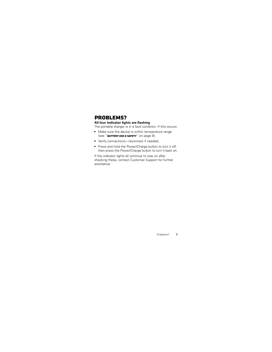 Problems | Motorola P893 User Manual | Page 9 / 92