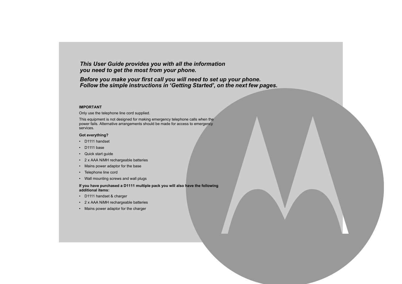 Motorola D1110 User Manual | Page 3 / 43