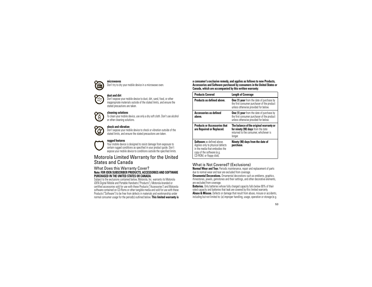 Warranty | Motorola I1 User Manual | Page 55 / 63