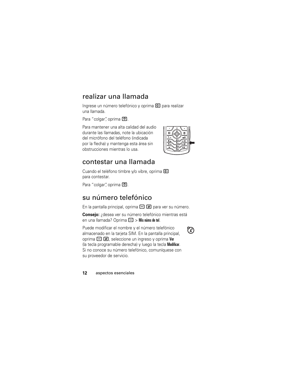 Realizar una llamada, Contestar una llamada, Su número telefónico | Motorola Cingular SLVR User Manual | Page 120 / 218