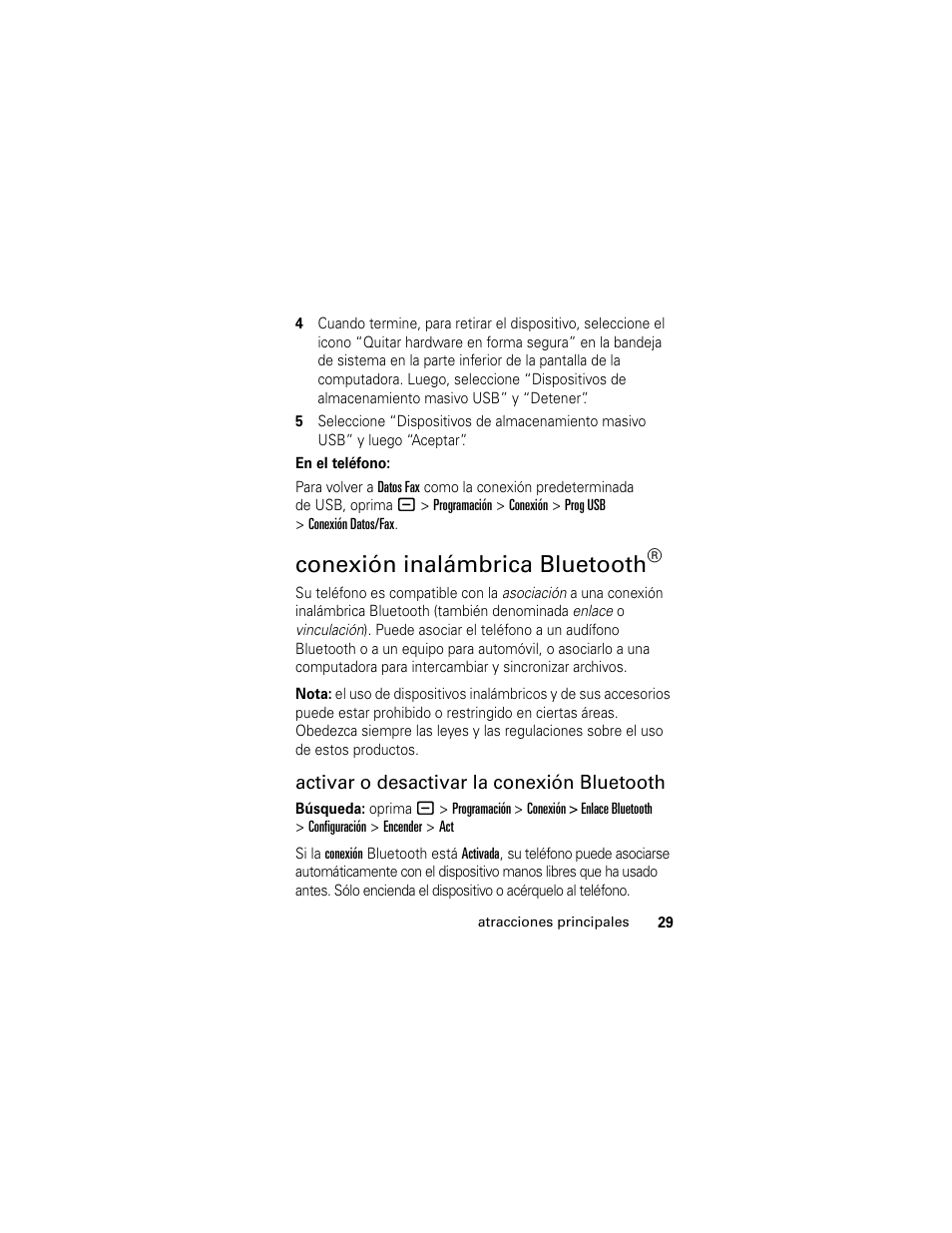 Conexión inalámbrica bluetooth | Motorola Cingular SLVR User Manual | Page 137 / 218