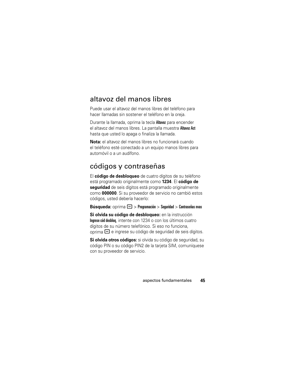 Altavoz del manos libres, Códigos y contraseñas, Altavoz del manos libres códigos y contraseñas | Motorola Cingular SLVR User Manual | Page 153 / 218