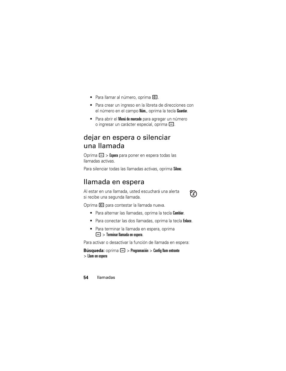 Dejar en espera o silenciar una llamada, Llamada en espera | Motorola Cingular SLVR User Manual | Page 162 / 218