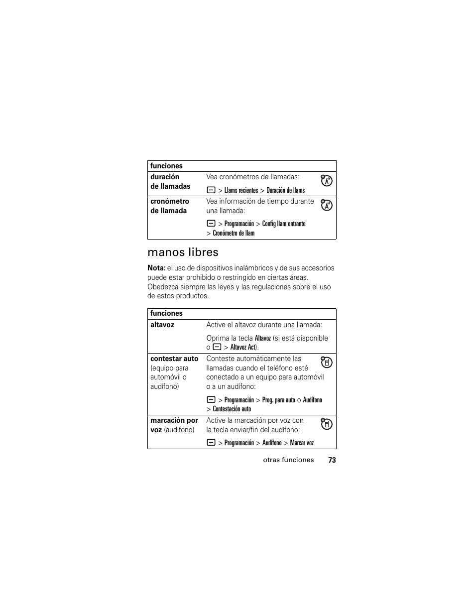 Manos libres | Motorola Cingular SLVR User Manual | Page 181 / 218