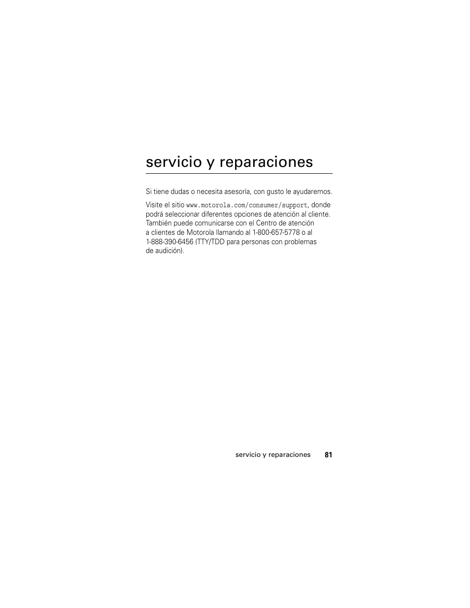 Servicio y reparaciones | Motorola Cingular SLVR User Manual | Page 189 / 218