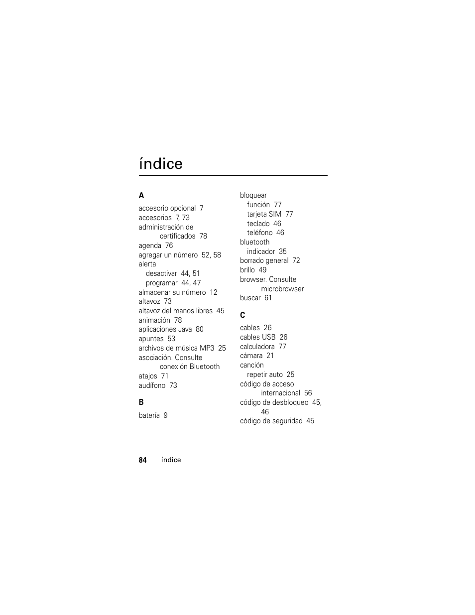 Índice | Motorola Cingular SLVR User Manual | Page 192 / 218
