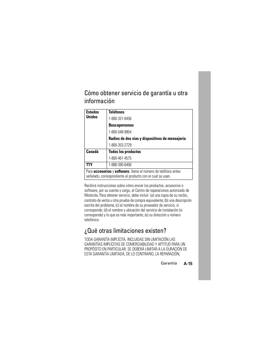 Qué otras limitaciones existen | Motorola Cingular SLVR User Manual | Page 211 / 218